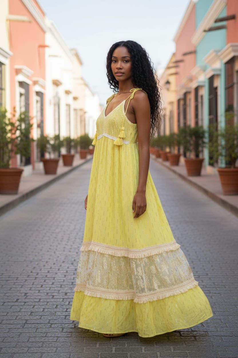 Vestido con perlas y foil