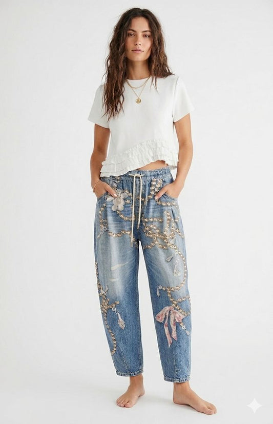 Pantalón estampado barrel.