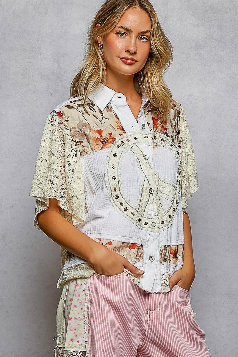 Blusa Peace and Love con encaje
