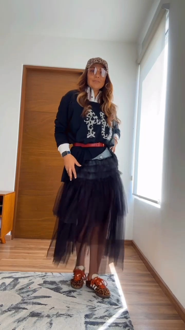 Falda de tul con mezclilla