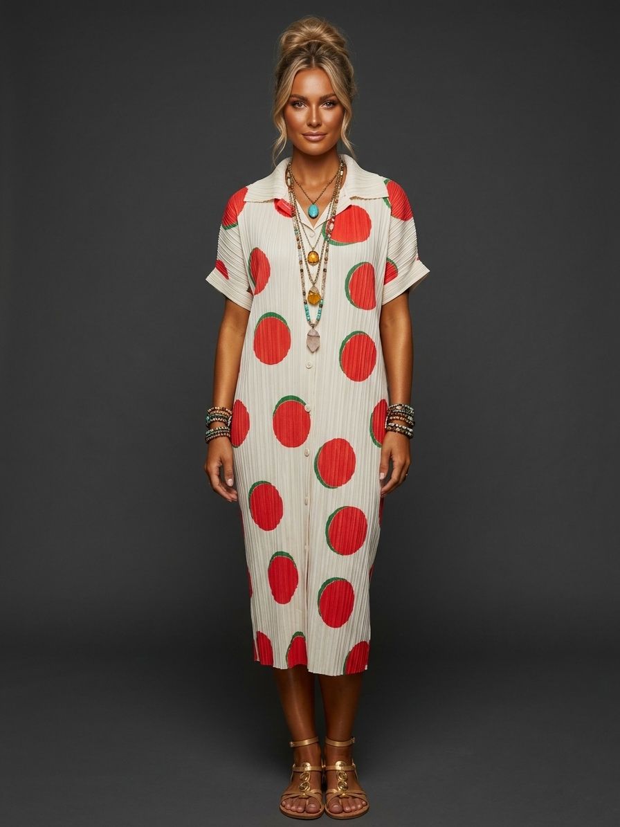 Vestido/ensamble plisado lunares