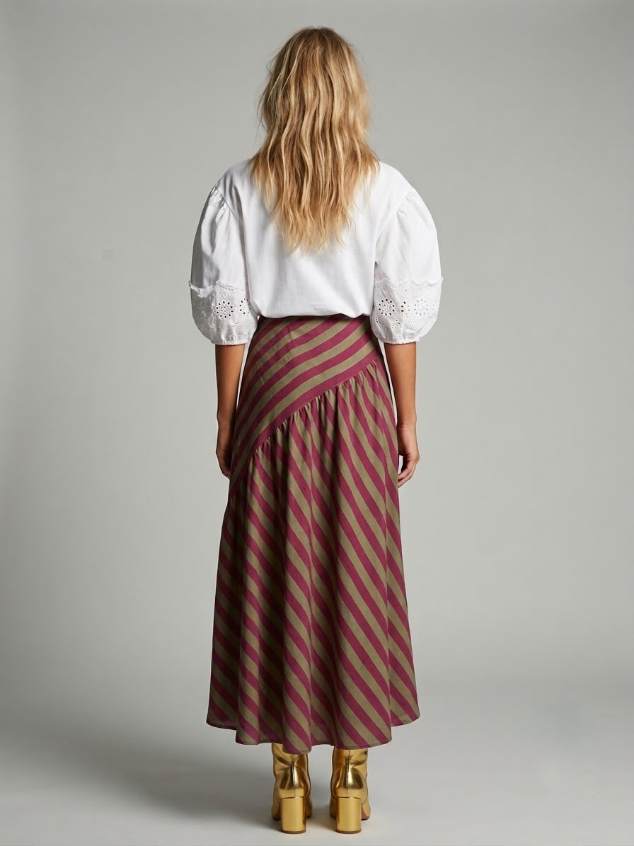 Falda rayas con corte diagonal