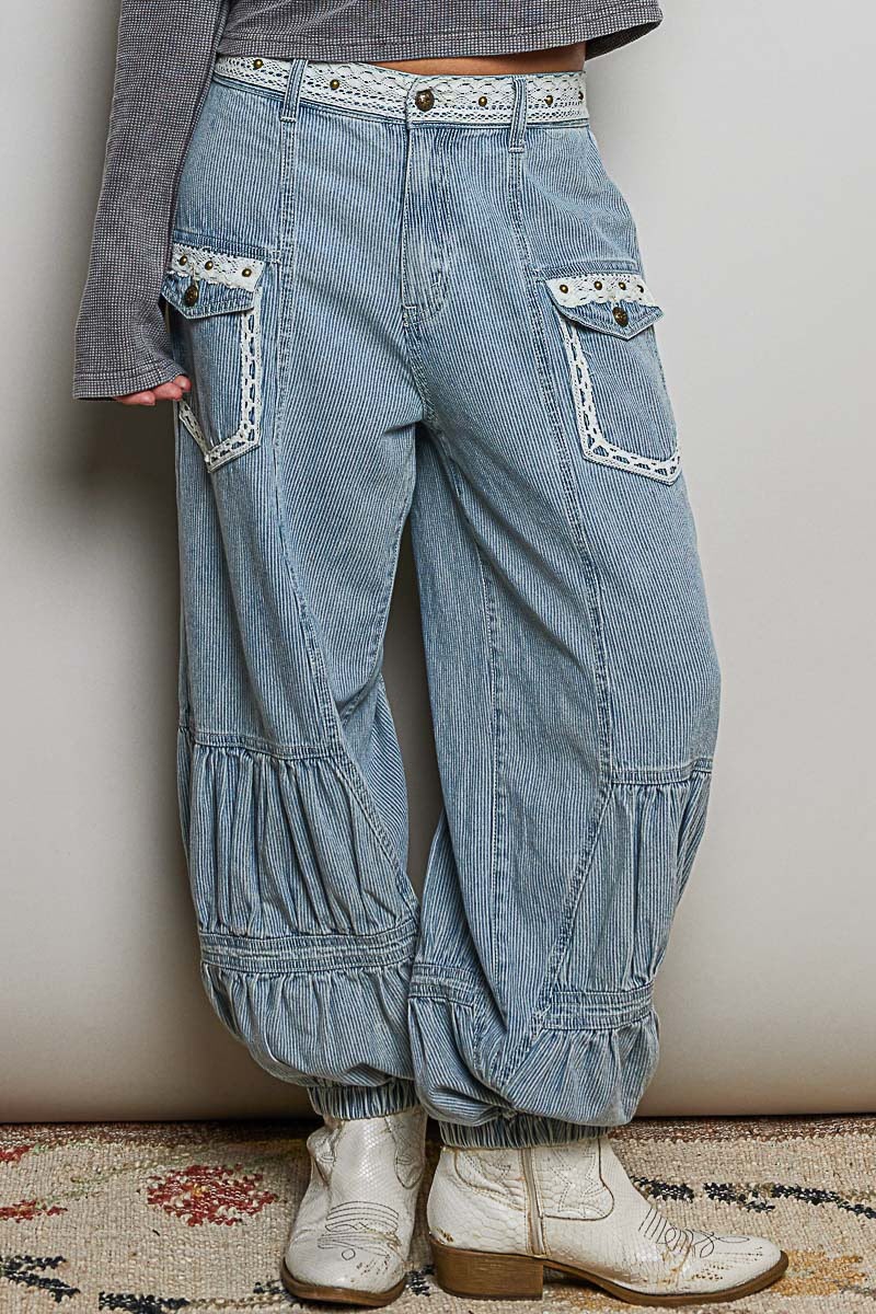 Jeans mini rayas cortes