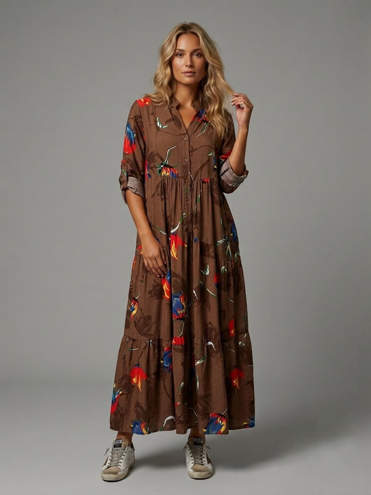 Vestido estampado flores fuego