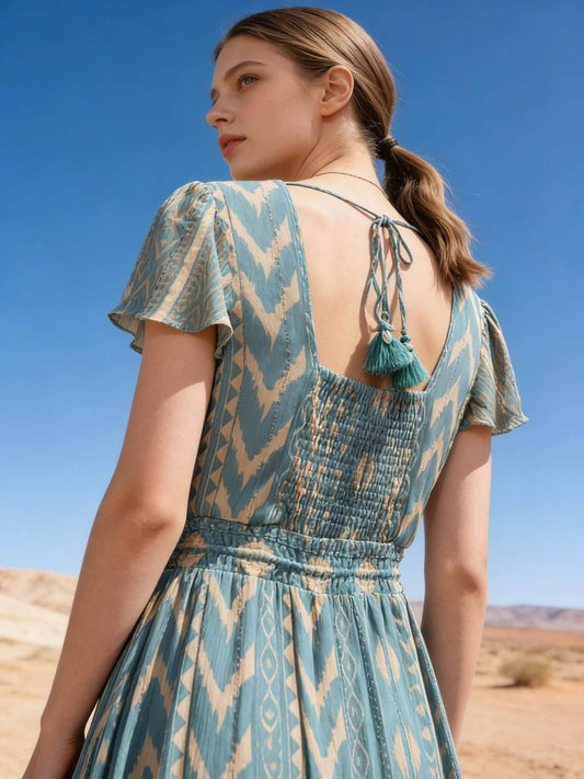 Vestido estampado pompones