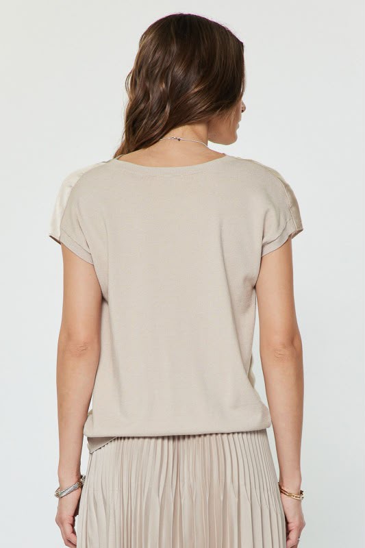 Blusa satin con tejido